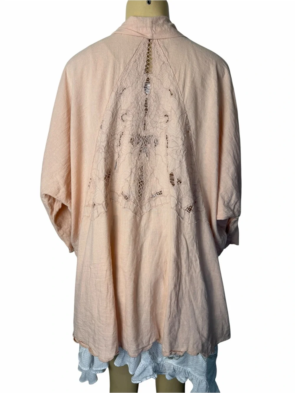 Free People Cool Nights kimono pink Eyelet Lace Cutout Cardigan Cover Up large